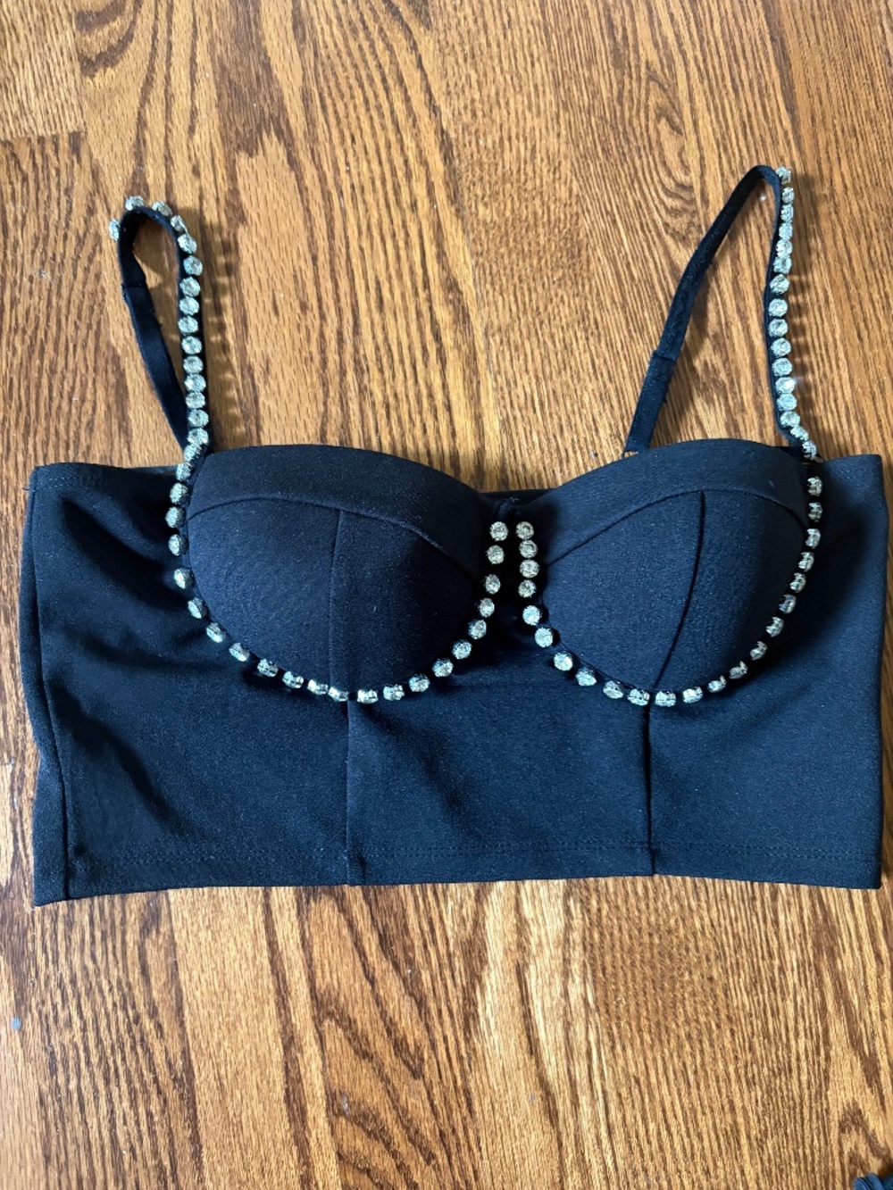 Black rhinestone bustier crop top